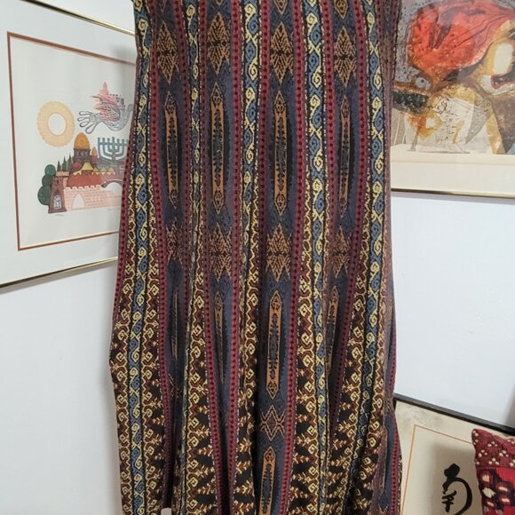 peruvian Connection 100% Pima Cotton Ethnic Patterned Flared Skirt Size XL - Picture 2 of 6